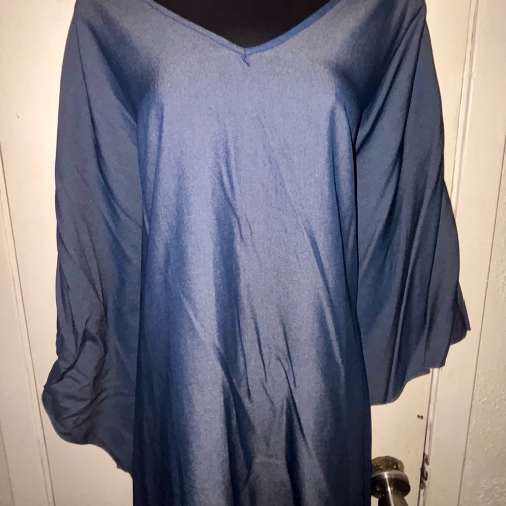 🆕 Ashley Stewart Denim Butterfly Sleeve Blouse | 18/20 | Good Condition